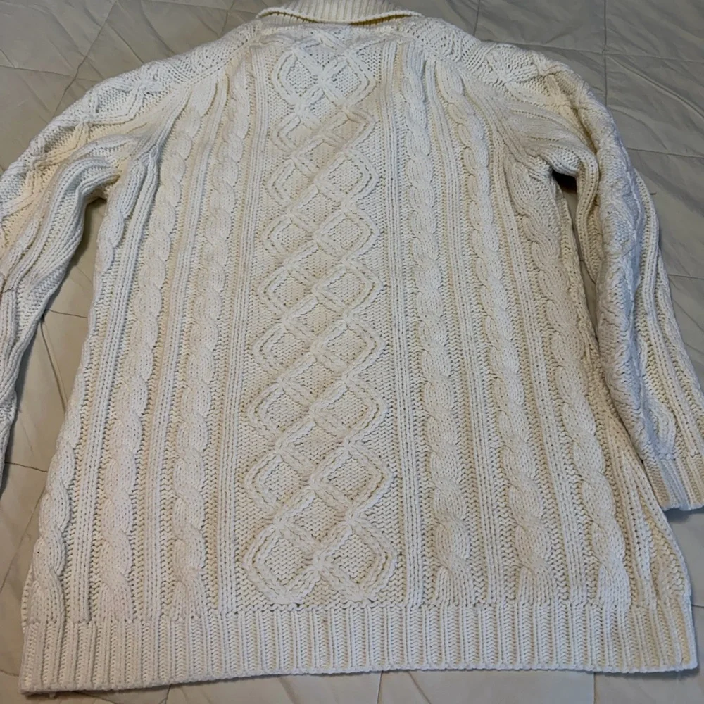 Vintage Macy's Ivory Cable Knit Cardigan Sweater grandma core - Picture 3 of 9